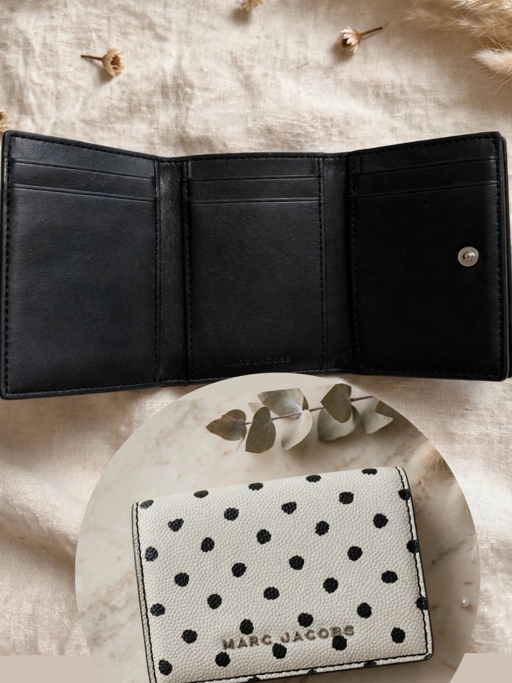 Marc Jacobs Black & White Polka Dot Trifold Card Holder